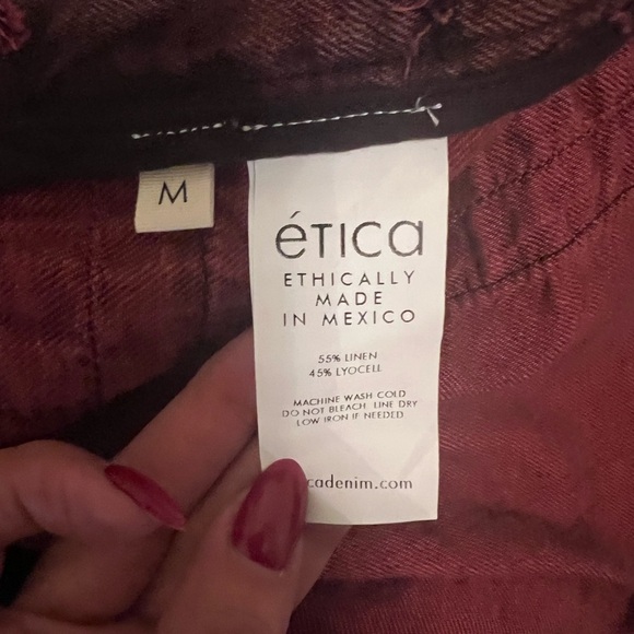 Etica Larsen Utility Jumpsuit, size Medium, red washed denim. NWOT - Picture 9 of 16